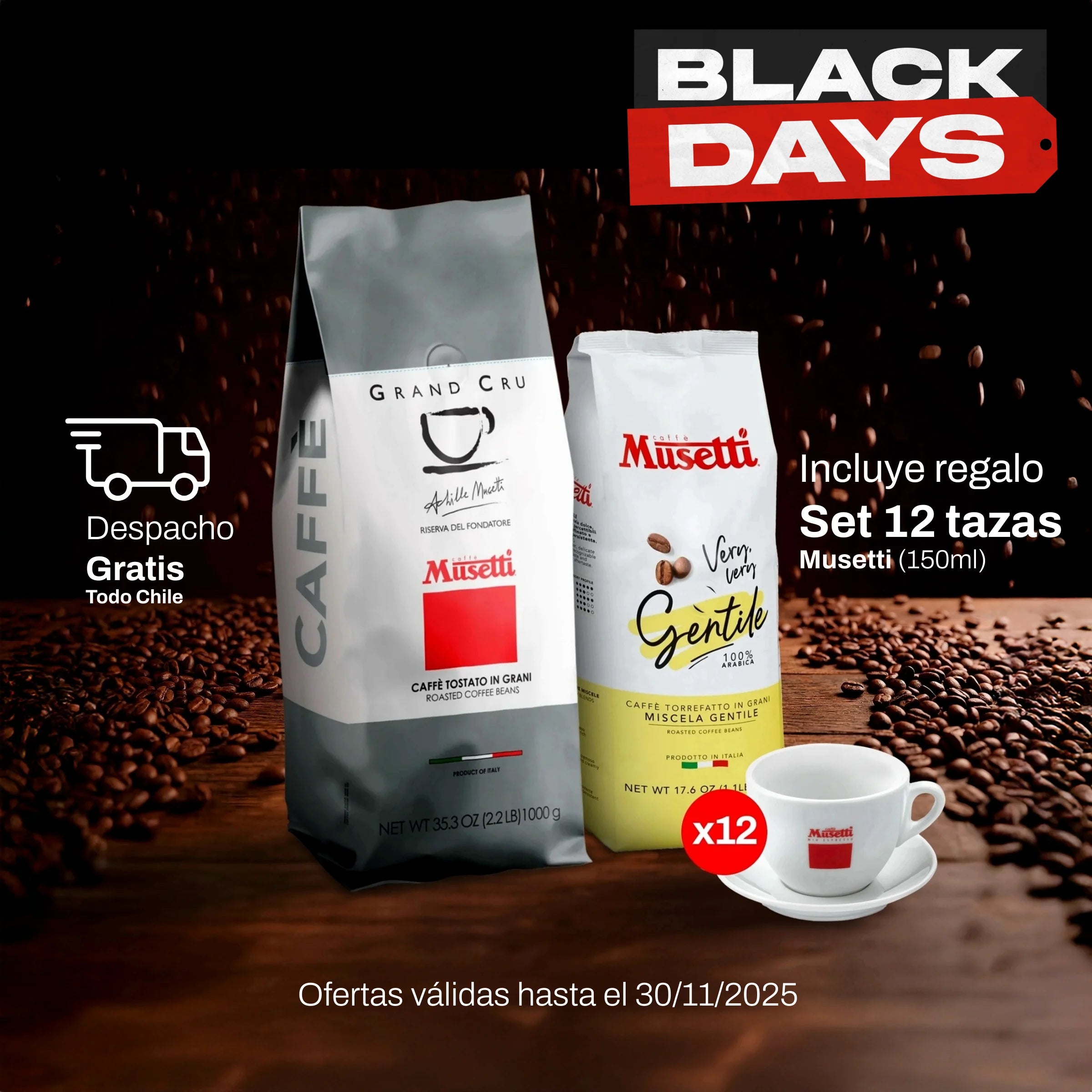 Pack Black Days - Grano Grand Cru 1kg + Gentile 100% Arábica 500g